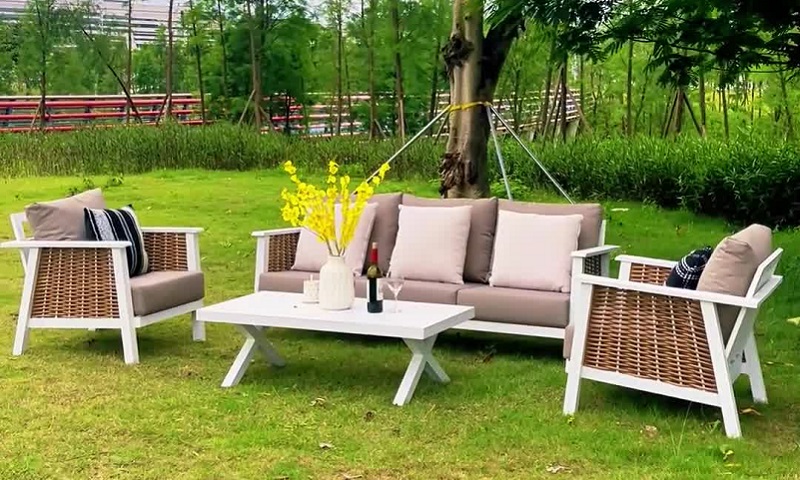 Model BP2668 PE Rattan Aluminum Garden Sofa Set