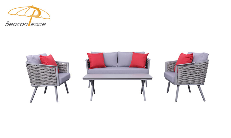 Model BP2073 Rope Woven Aluminum Patio Garden Sofa Set